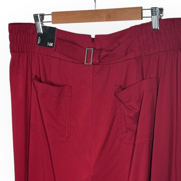 New TORRID Pleated Wide Leg Stretch Challis High-Rise Pants Red Baggy Relaxed - Picture 8 of 11